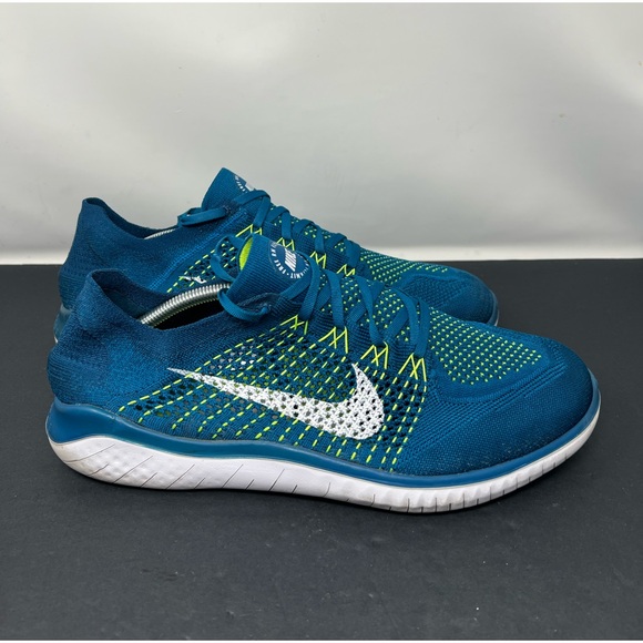 Nike Free RN Flyknit Men's Size 13 Running Shoes Blue White 942838-301 Sneakers - Picture 4 of 8
